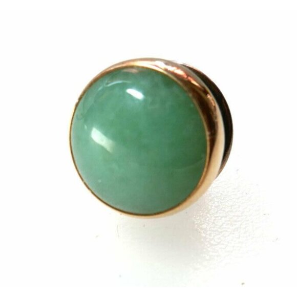 Vintage Signed Larter 14K Gold & Jade Tie Tack or Lapel Pin